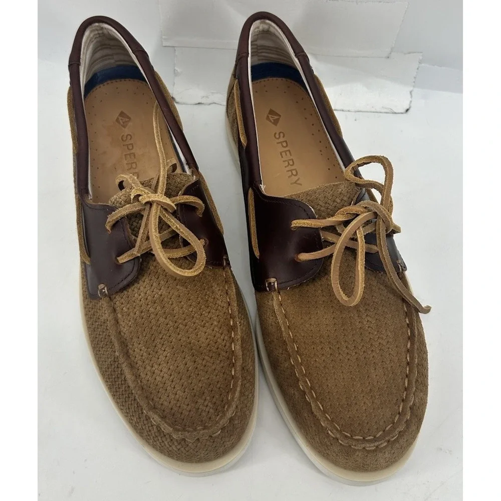 Sperry Aods Summer 2 Eye Boat Shoes Brown Leather Men's Size 8.5 NEW